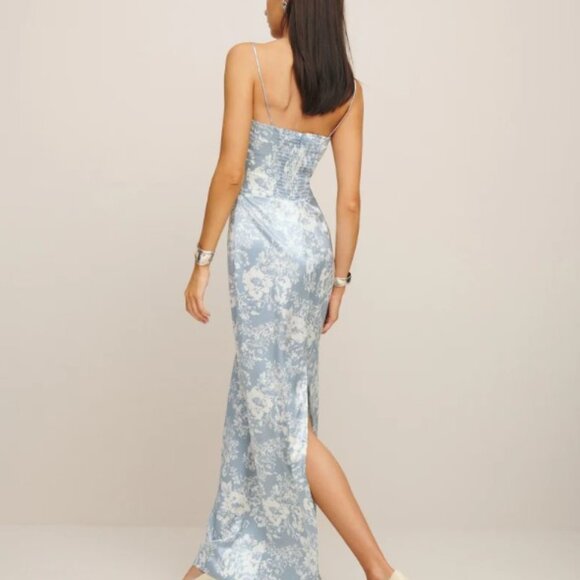 Reformation Frankie Long Silk Dress Porcelain Size 2 - Brand New with Tags - Picture 3 of 4